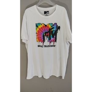 MTV Men's T Shirt Melted Tie Dye Logo